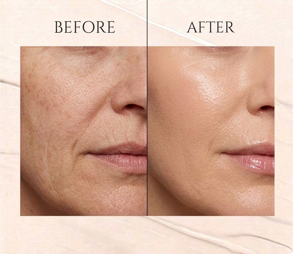 Before and after AURORA — texture and fine lines